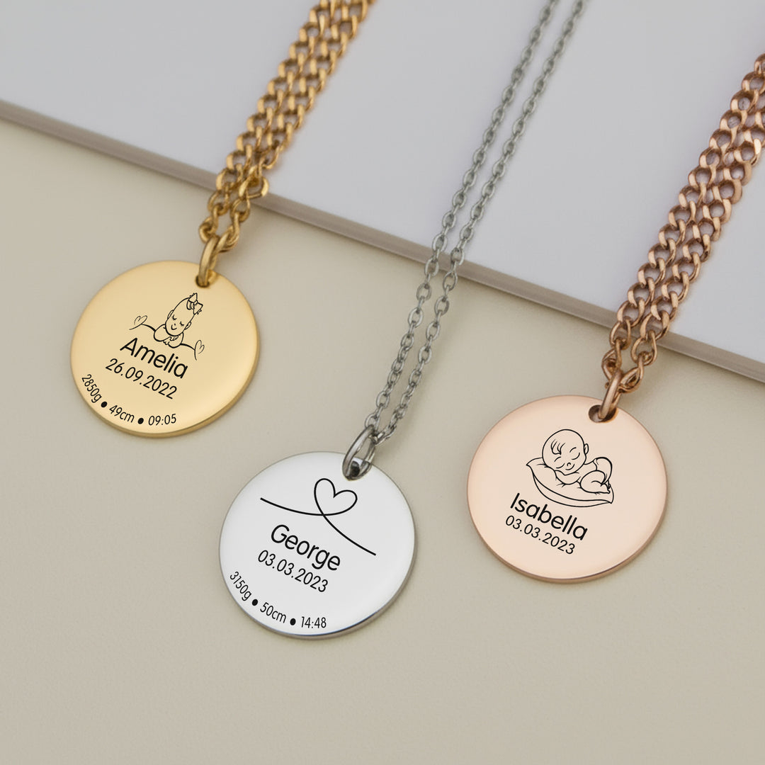 Birth Statistics Necklace