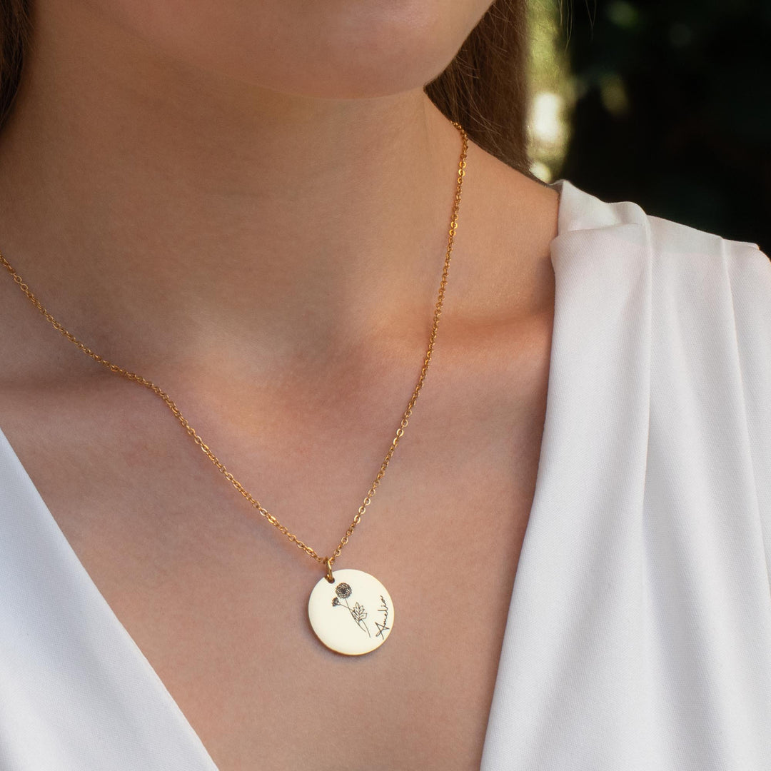 Birth Flower Charm Necklace