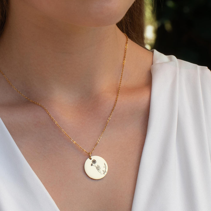 Birth Flower Charm Necklace