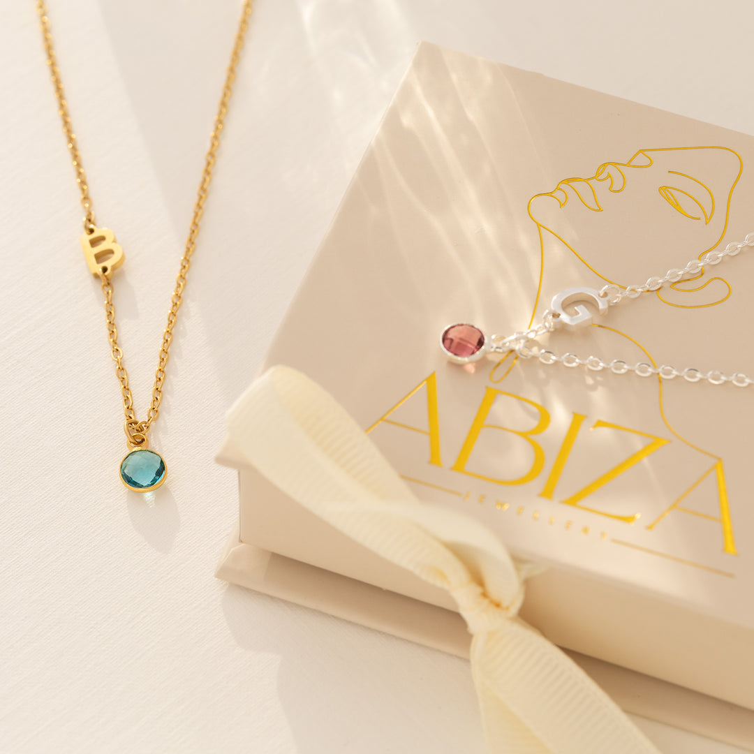 Initial Birthstone Necklace Abiza

