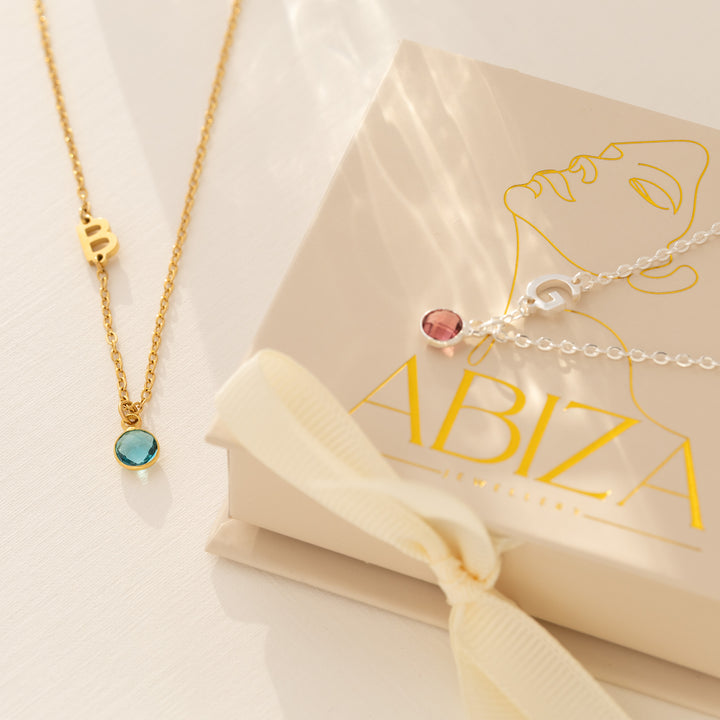 Initial Birthstone Necklace Abiza
