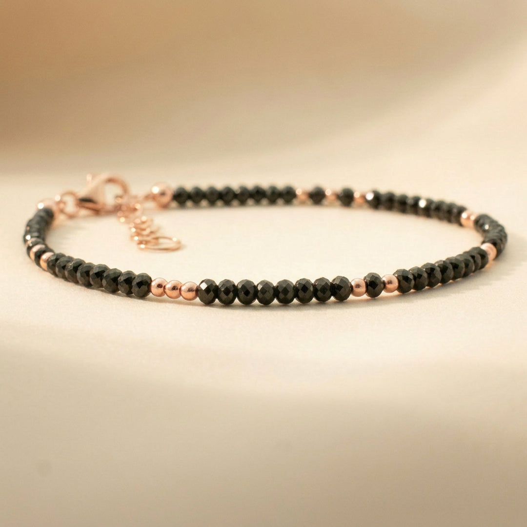 Rose gold filled black tourmaline bracelet detail
