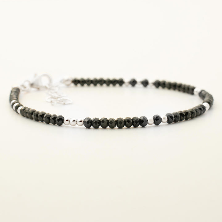 Black Tourmaline Bracelet with Sterling Silver accents