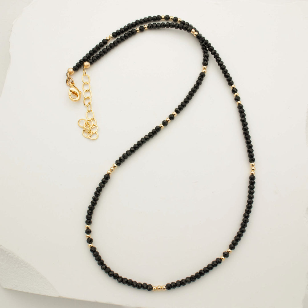Black Tourmaline Bead Necklace 