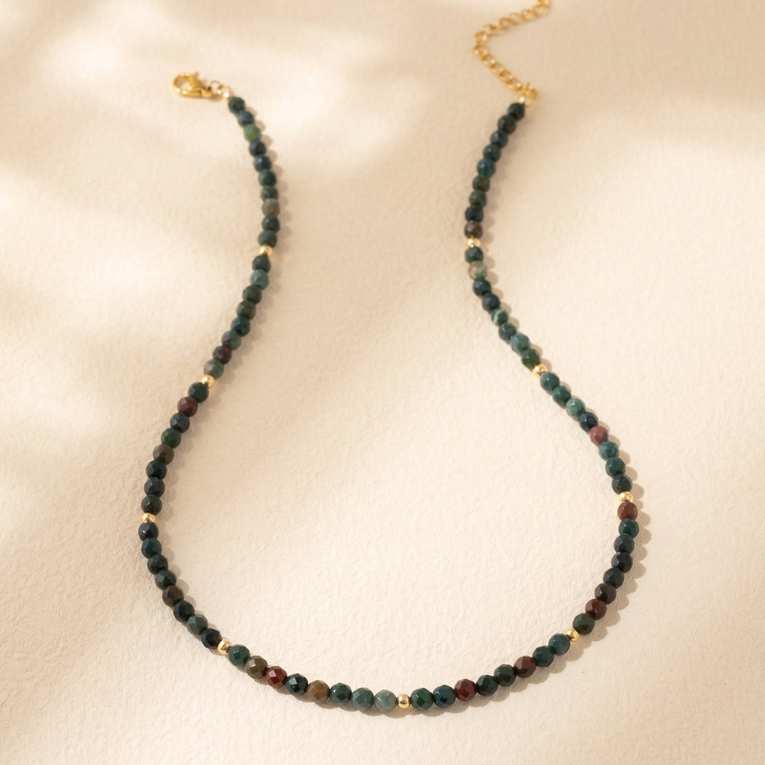 14K gold filled bloodstone necklace — handmade UK