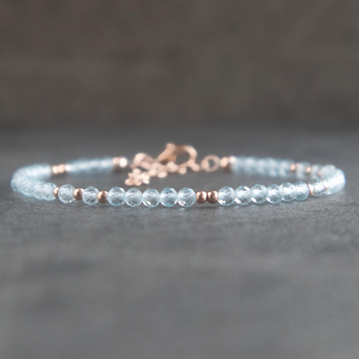 Rose Gold  Blue Topaz Bracelet