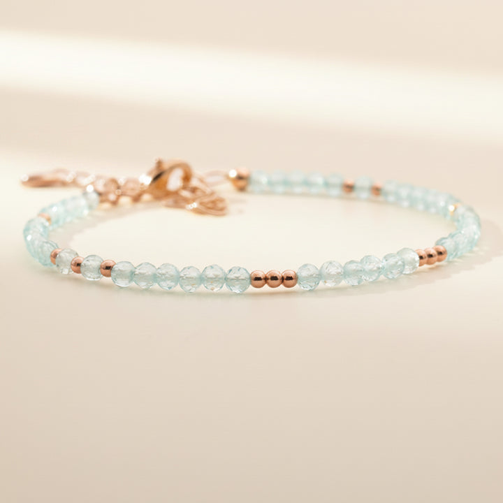 Rose gold filled sky blue topaz bracelet — handmade UK
