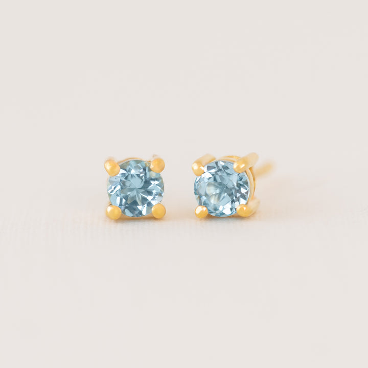 Swiss Blue Topaz Stud Earrings 