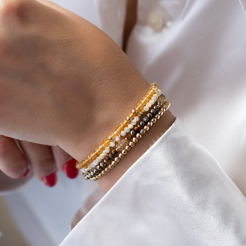 Citrine Mother of Pearl Abundance Hematite Bracelets