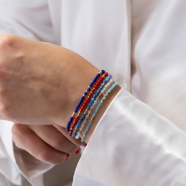 Red and Blue Beaded Bracelets
