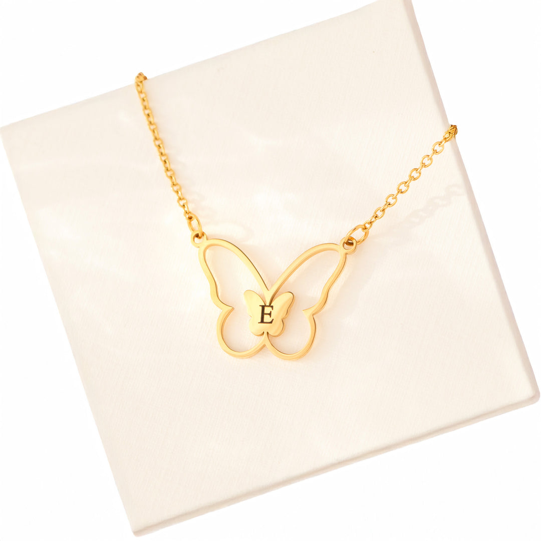 Personalised Butterfly Necklace in Gold