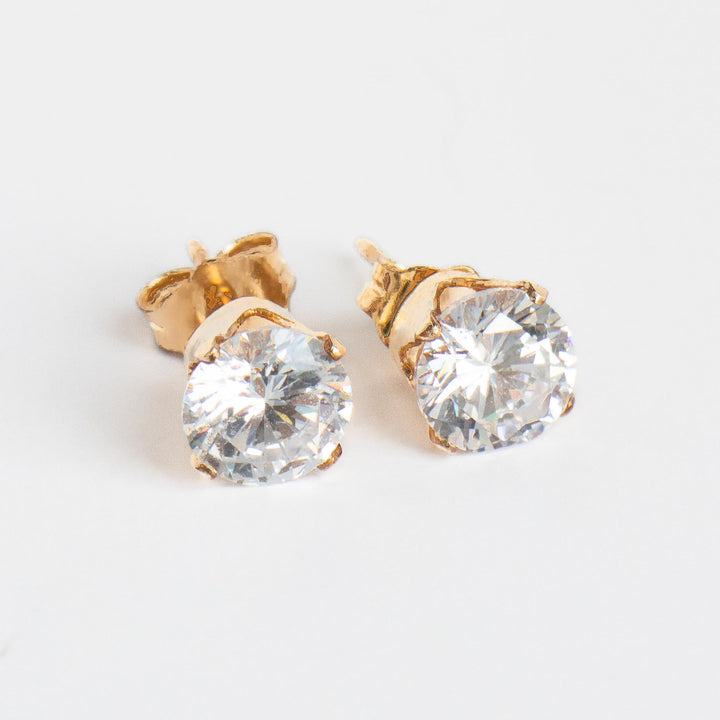 Gold Cubic Zirconia Stud Earrings