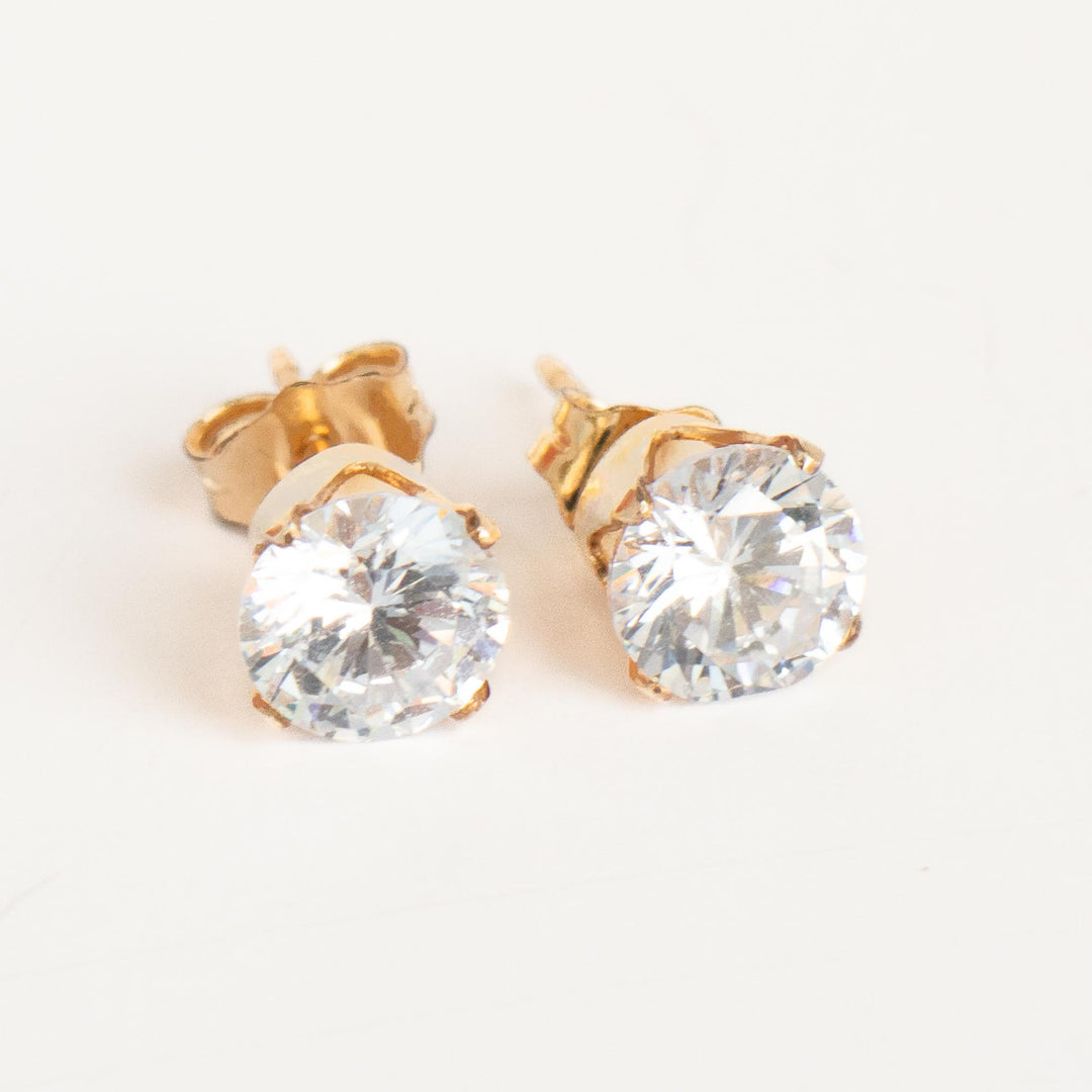 Gold Cubic Zirconia Stud Earrings