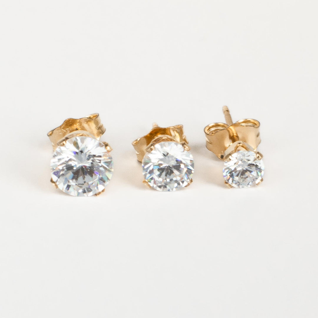 4mm 5mm 6mm Cubic Zirconia Stud Earrings