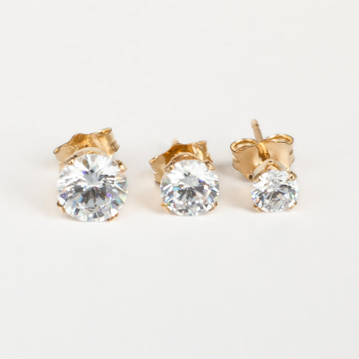 4mm 5mm 6mm Cubic Zirconia Stud Earrings