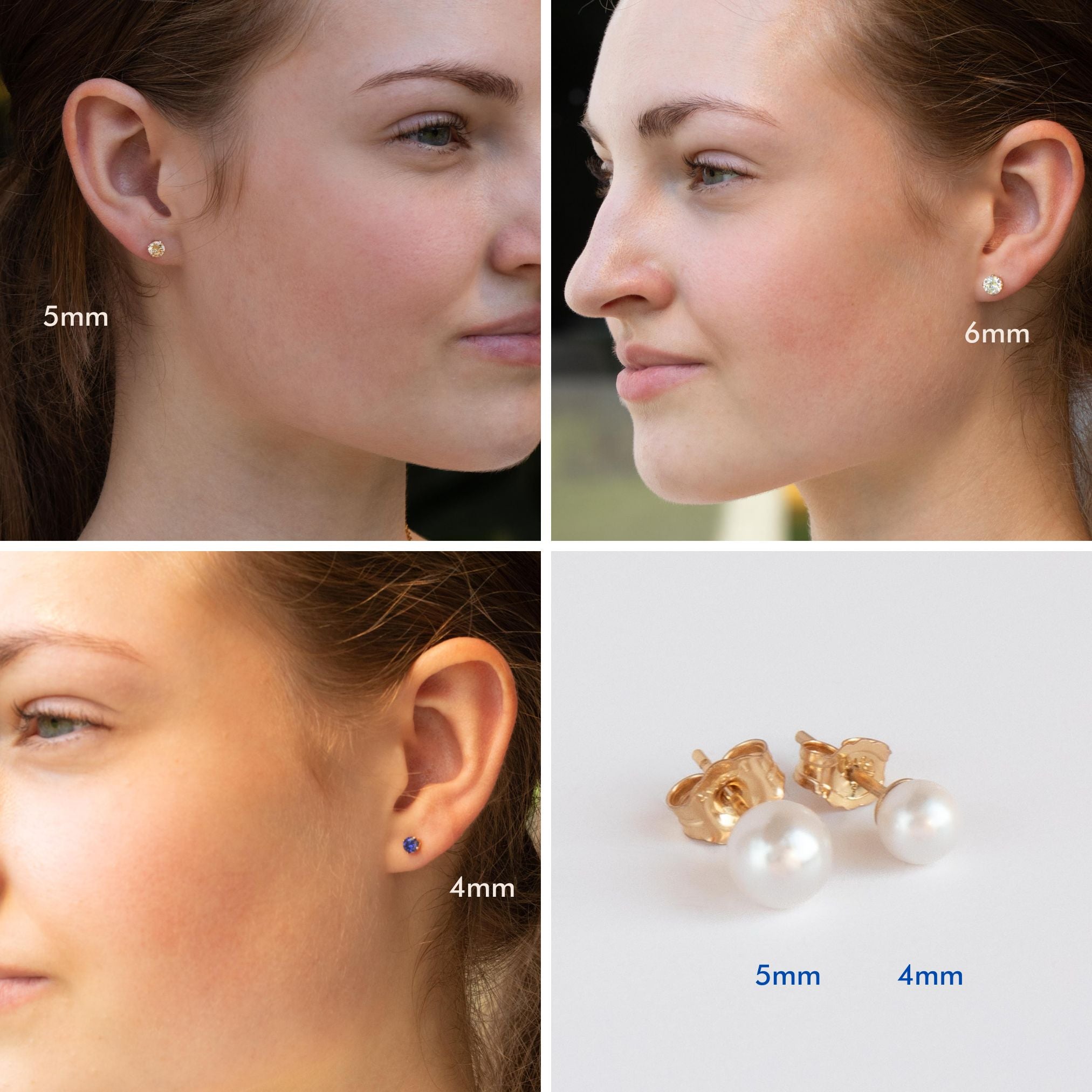 Elegant Small Pearl Stud Earrings 4mm 5mm 14K Gold Filled Abiza