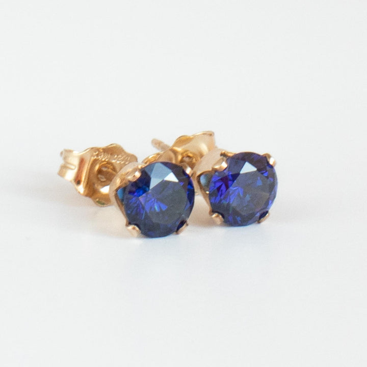 Gold Cubic Zirconia Stud Earrings