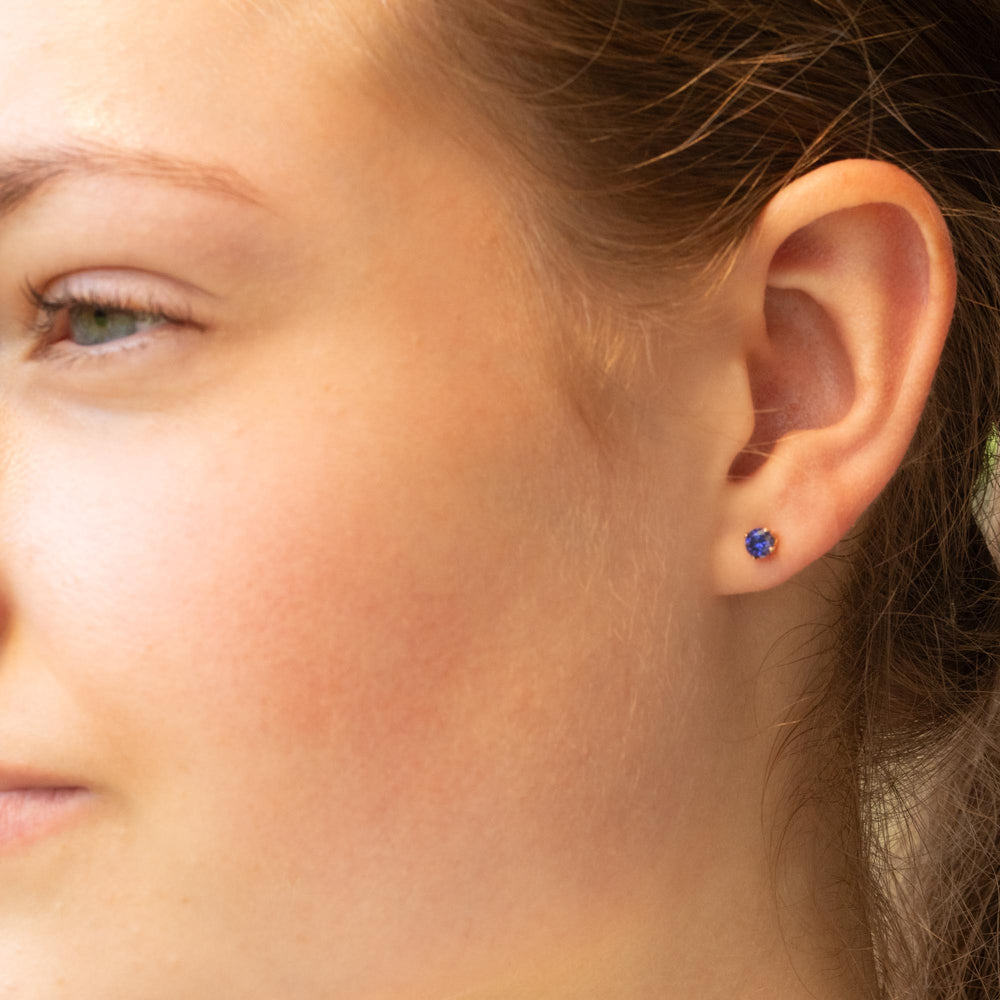 Sapphire 4mm Cubic Zirconia Stud Earrings