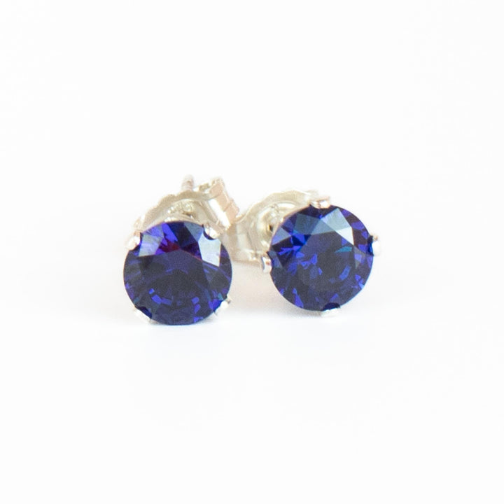 CZ Blue Sapphire Stud Earrings
