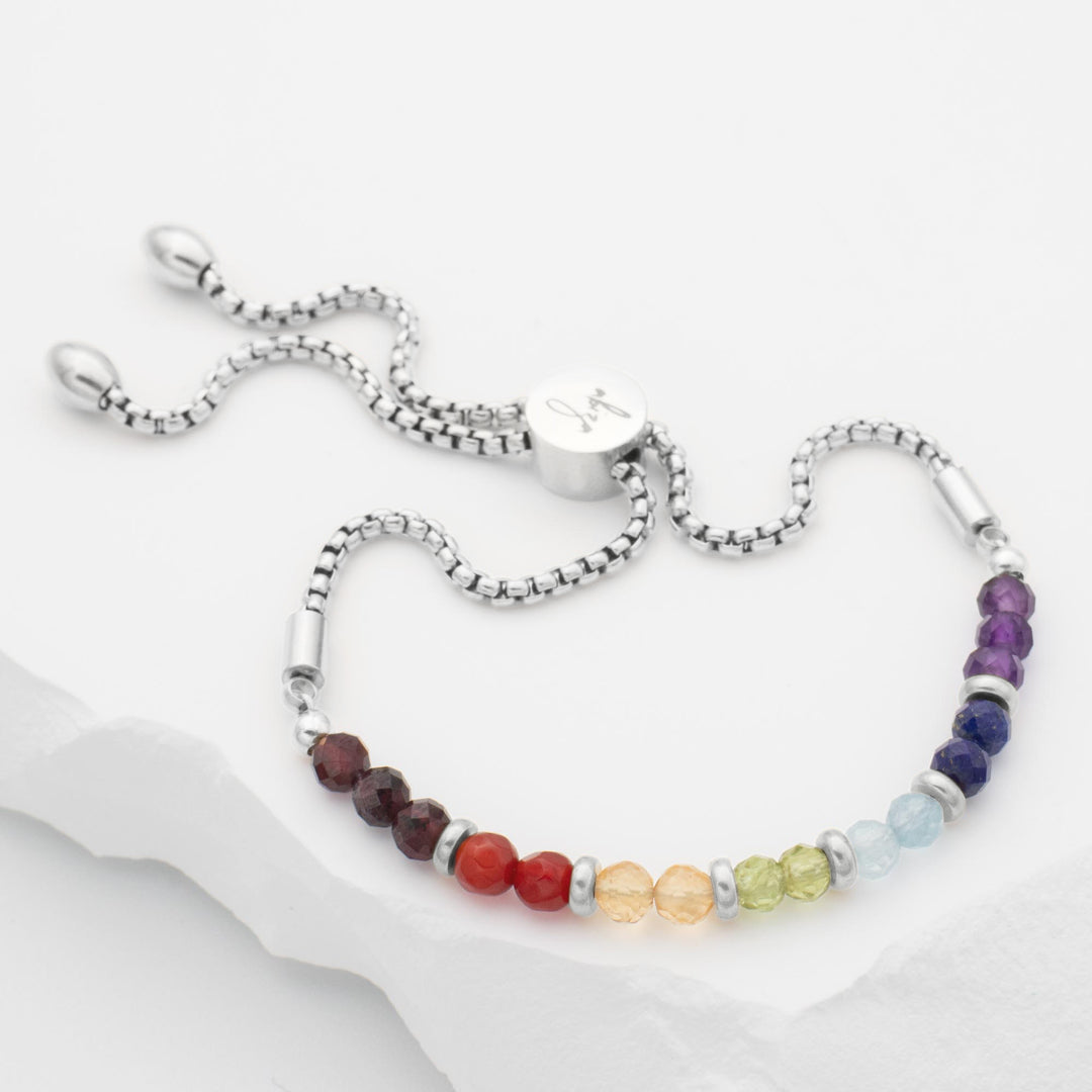 Mens Chakra Bracelet Silver