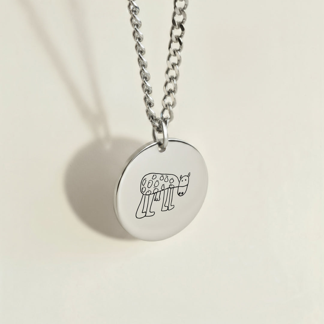 silver kids drawing necklace personalised mothers day jewellery