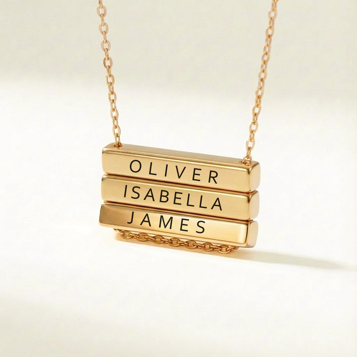 multiple name necklace gold