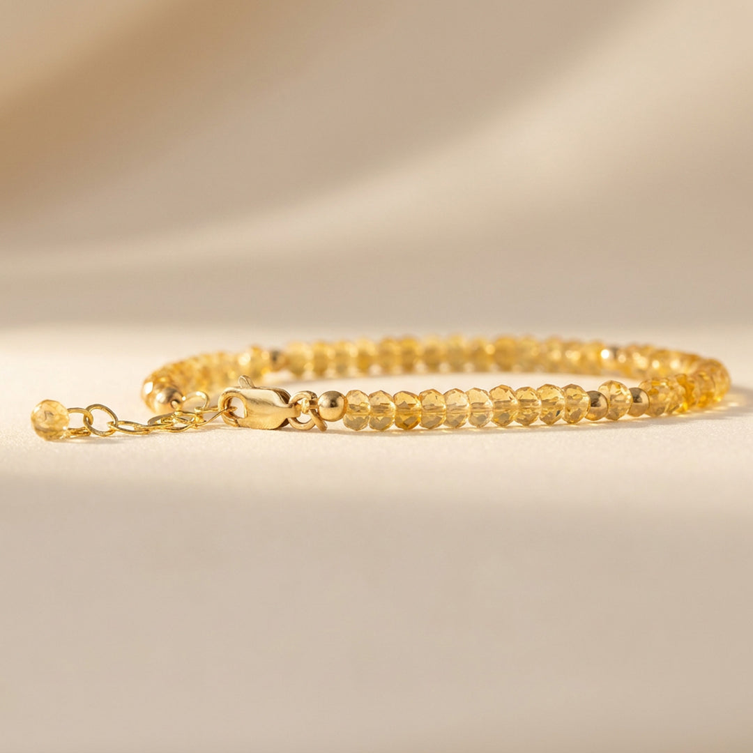 Citrine bracelet lobster clasp and extender — 14K gold filled hardware