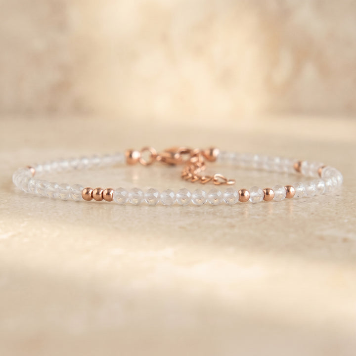 Rose gold filled clear quartz bracelet — handmade UK