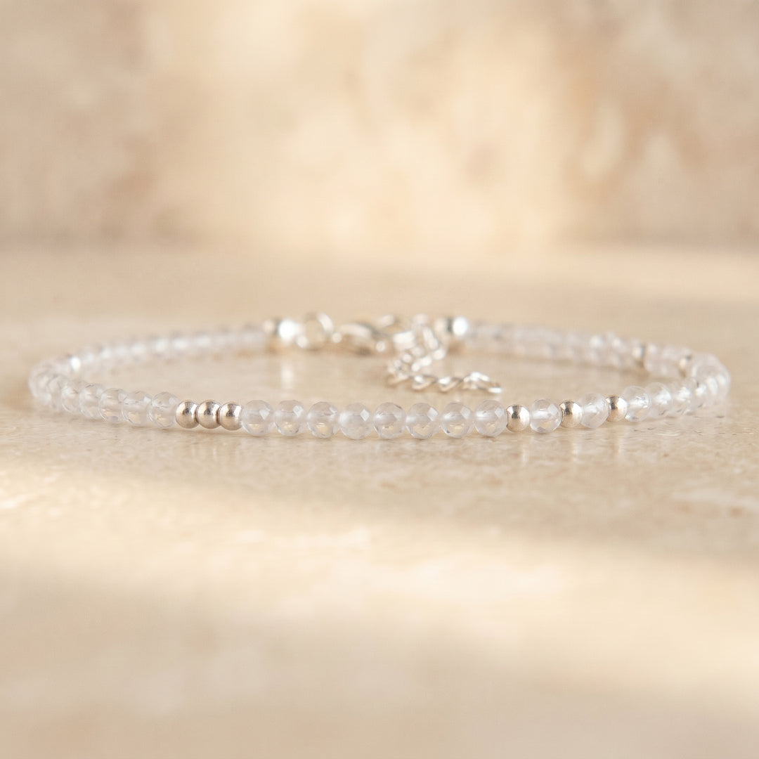 Sterling silver clear quartz bracelet — handmade UK