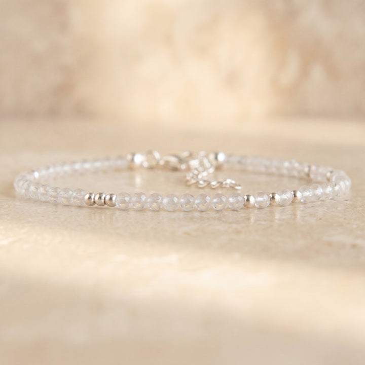 Sterling silver clear quartz bracelet — handmade UK