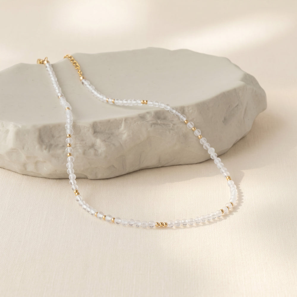 14K gold filled clear quartz necklace — handmade UK