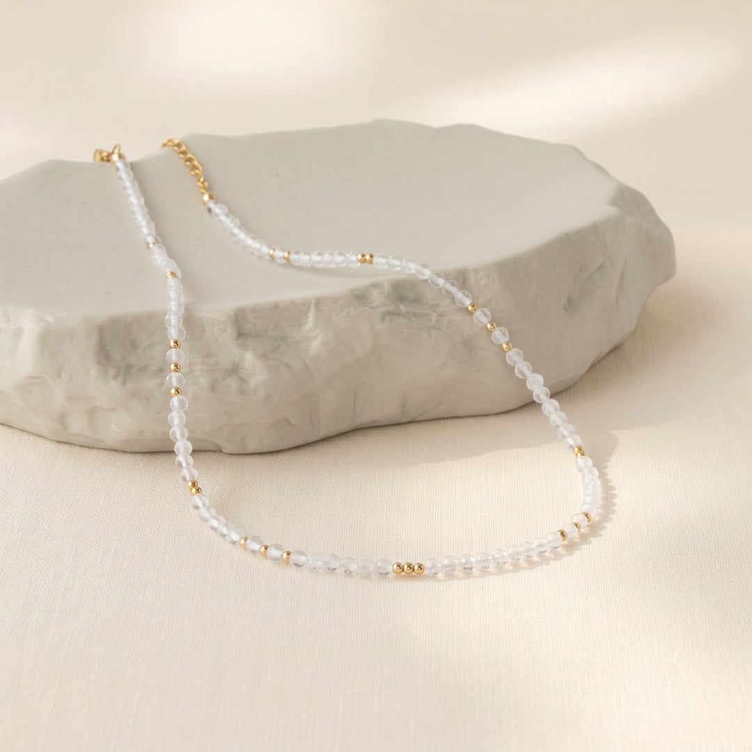 14K gold filled clear quartz necklace — handmade UK