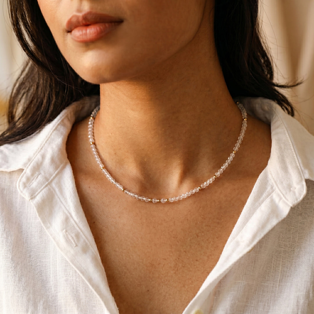 Matching clear quartz necklace — wear as a set