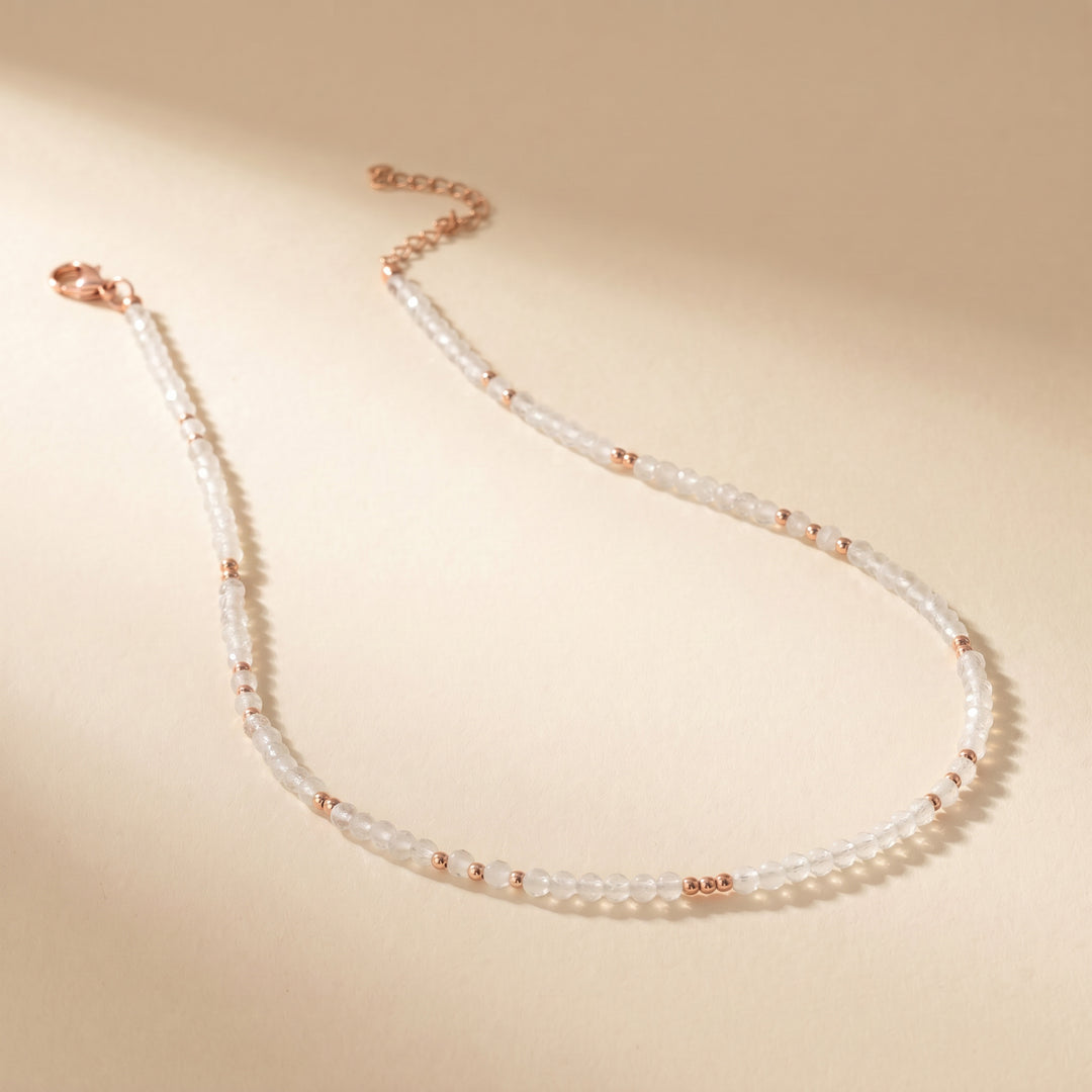 Rose gold filled clear quartz necklace — handmade UK