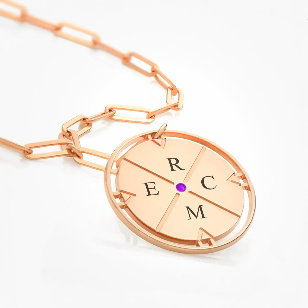 Rose Gold Compass Necklace