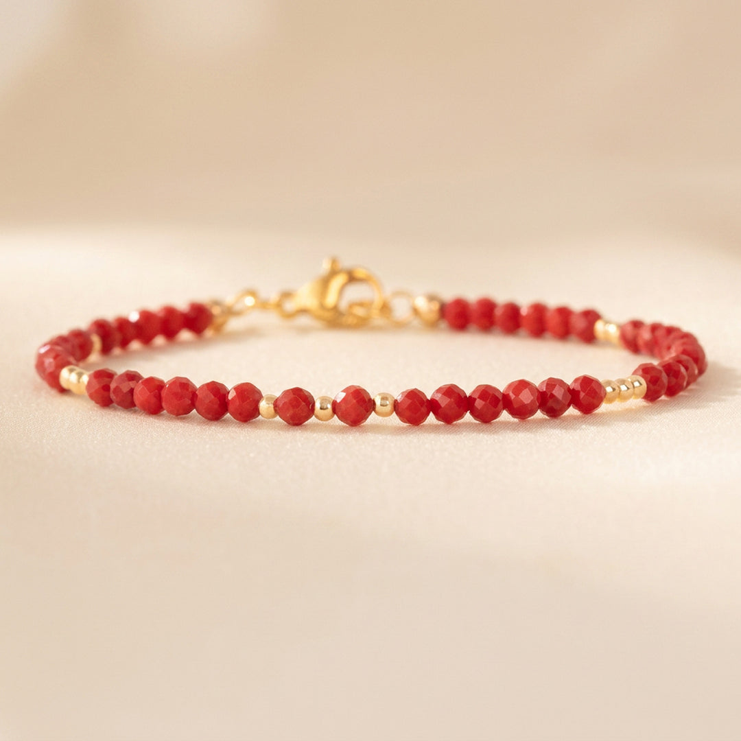 14K gold filled red coral bracelet — handmade UK
