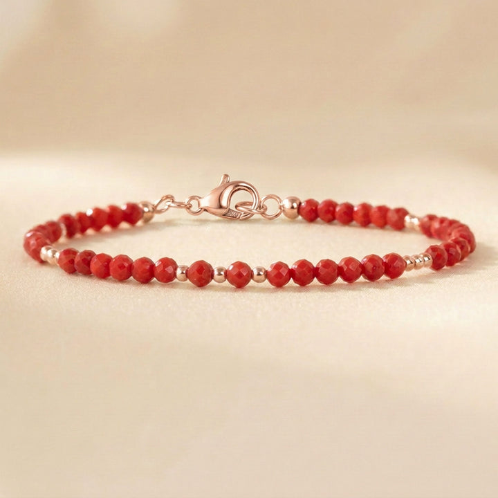 Rose gold filled red coral bracelet — handmade UK

