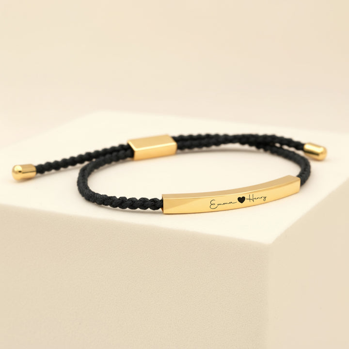 Gold Rope Bracelet Engraved with Names