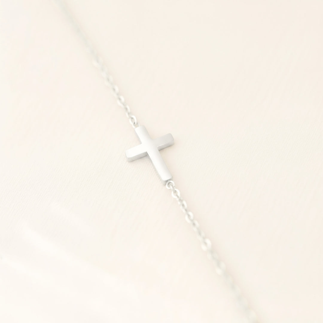Silver Cross Necklace Sideayws