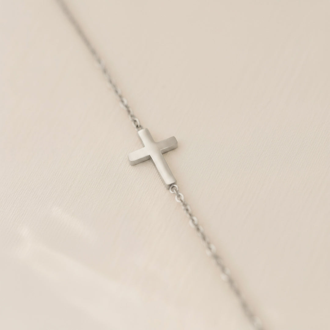 Sideways Cross Necklace Gold Silver – Abiza - Main Image