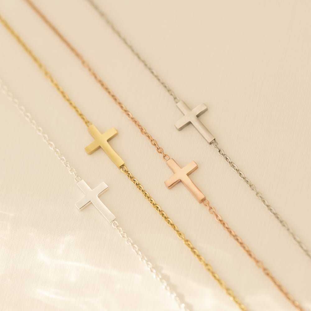 Sideways Cross Pendant Necklace