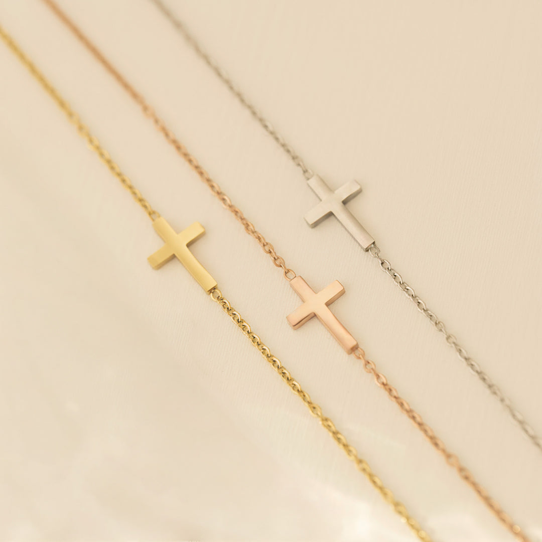 Sideways Cross Pendant Necklace