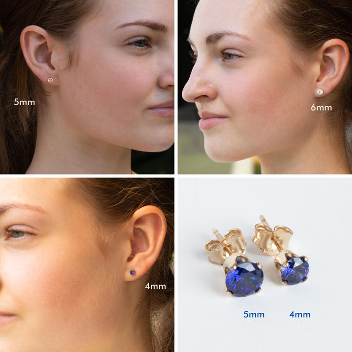 4mm 5mm 6mm CZ Stud Earrings