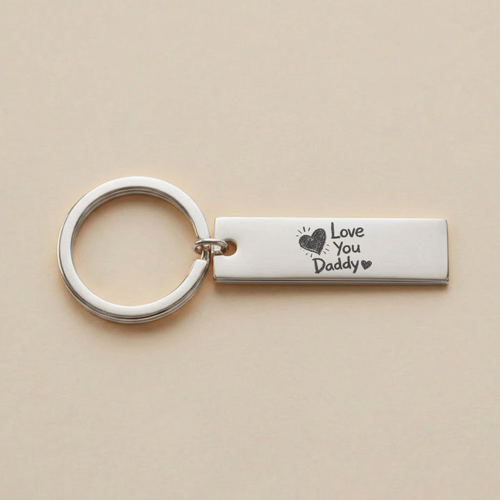 Silver daddy keyring engraved Love You Daddy with heart illustration
