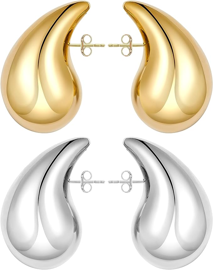 Chunky Silver Teardrop Earrings