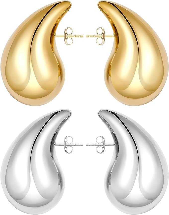 Chunky Silver Teardrop Earrings