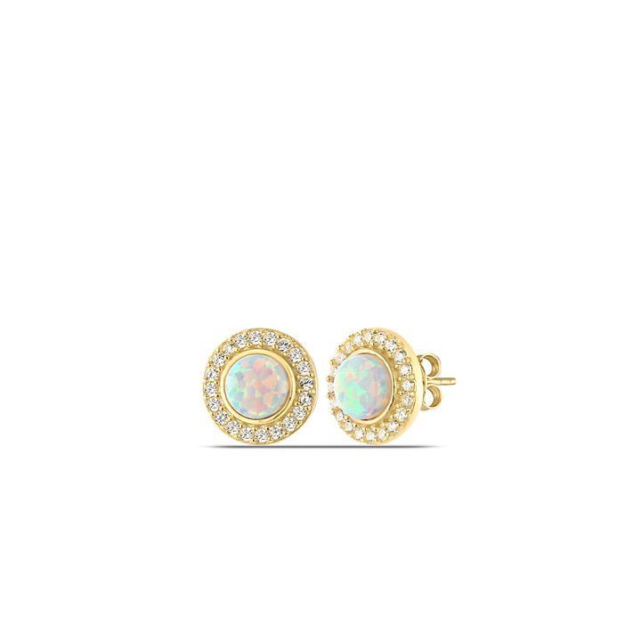 Opal Diamond Halo Earrings