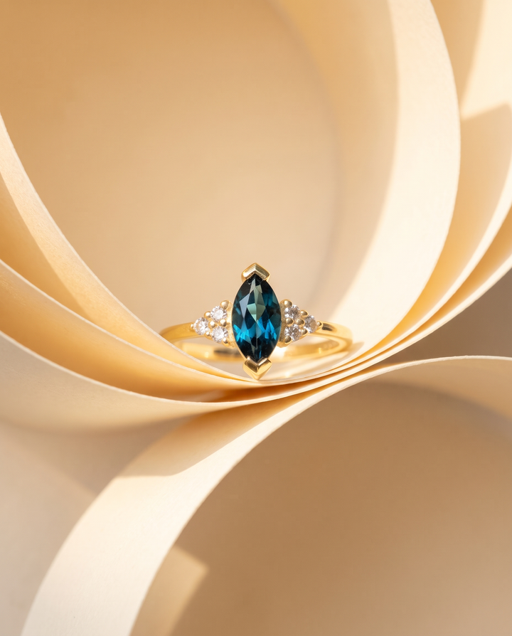 London Blue Topaz Marquise Ring