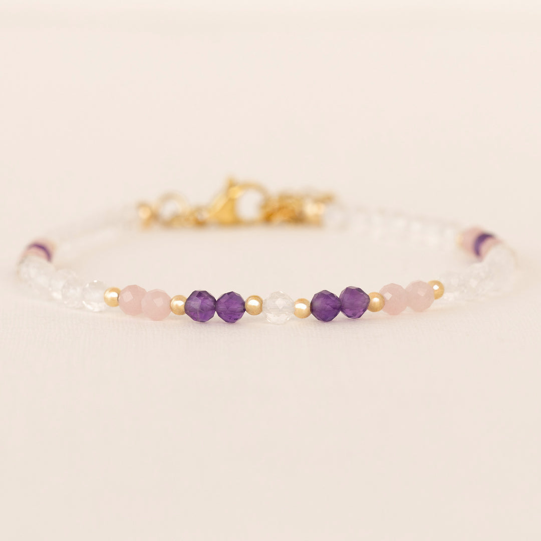 Amethyst, Rose Quartz, Clear Quartz Bracelet