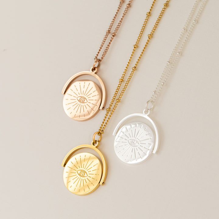 Evil Eye Spinner Pendant Necklace